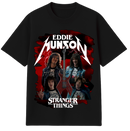 Camisa personalizada preta Eddie Munson /  Algodão 30.1 penteado