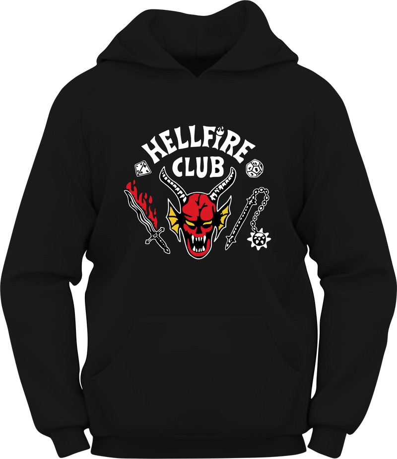 Moleton preto Hell Fire - Modelo canguru Flanelado com capuz